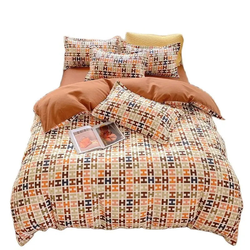 

New Bedding Set Luxurious Grid Children's Boy Adult Duvet Cover Bed Sheet Pillowcase