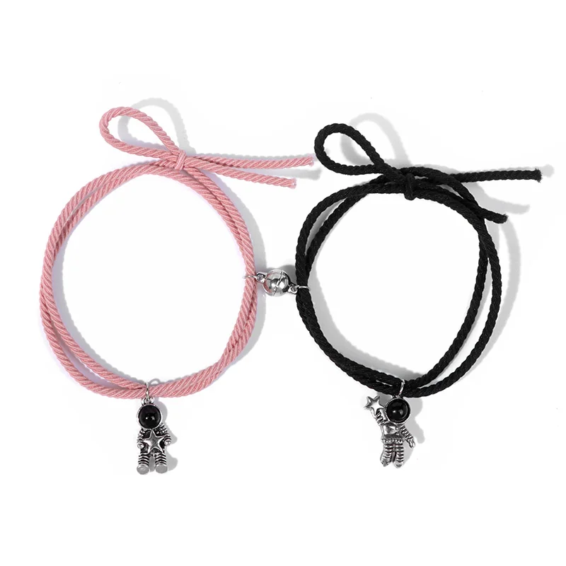 

Magnetic Couple Bracelets Attraction Relationship Matching Bracelet Set Astronaut Pendant Charm Elastic Rope Best Friend Jewelry