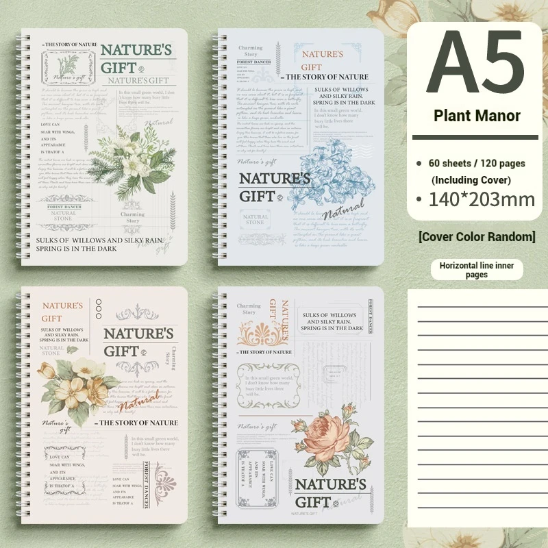 

Ретро-блокнот В Британском Стиле A5 Со Спиралью И Вкладышами Для Начальной Школы, Минималистичный Дневник Для Письма