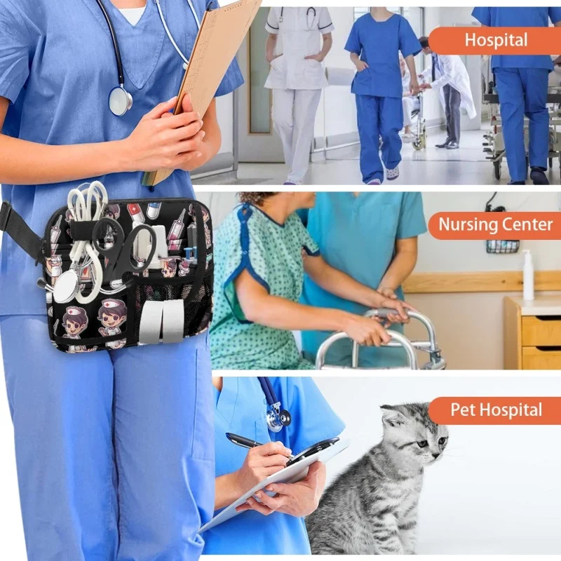 Twoheartsgirl Nurse Storage Waist Bag Practical Nursing Belt Organizer Pouch for Scissors Care Tool Portable Storage Fanny Pack