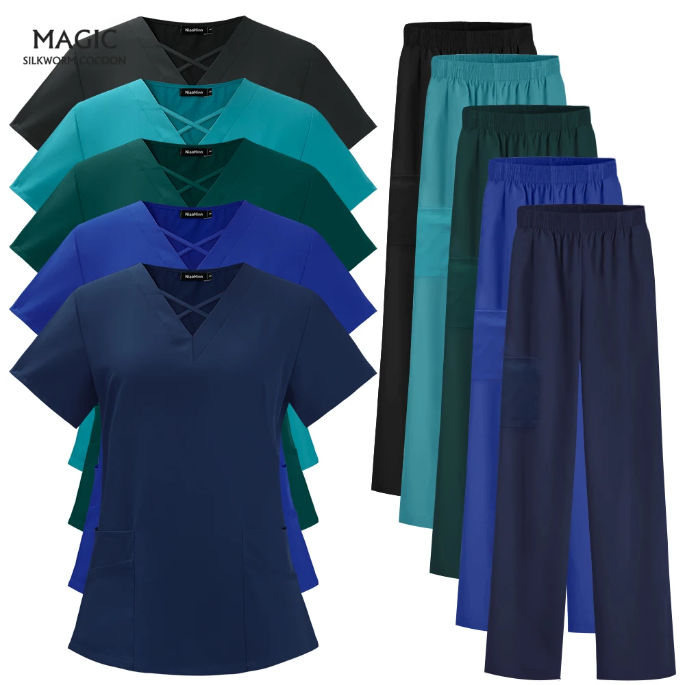 

Unisex High Quality Professional Spa Uniforms Scrub Tops+pants Beauty Salon Uniform Nurse Scrubs Uniforms Pharmacy Workwear Sets