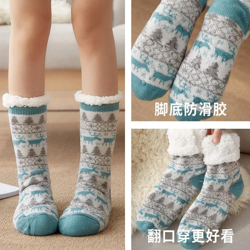 Cotton Thickened Women's Winter Socks Christmas Warm Socks Cute Elk Home Sleep On The Floor Socks Girls Funny Holiday Gifts