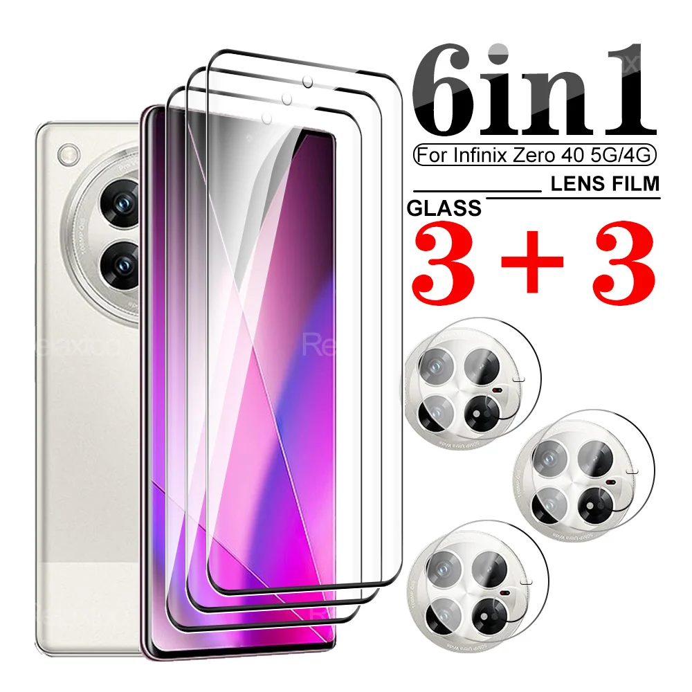 6 в 1 для Infinix Zero 40 5G Zero40 4G 20D изогнутые края защитное стекло Противоударная защита
