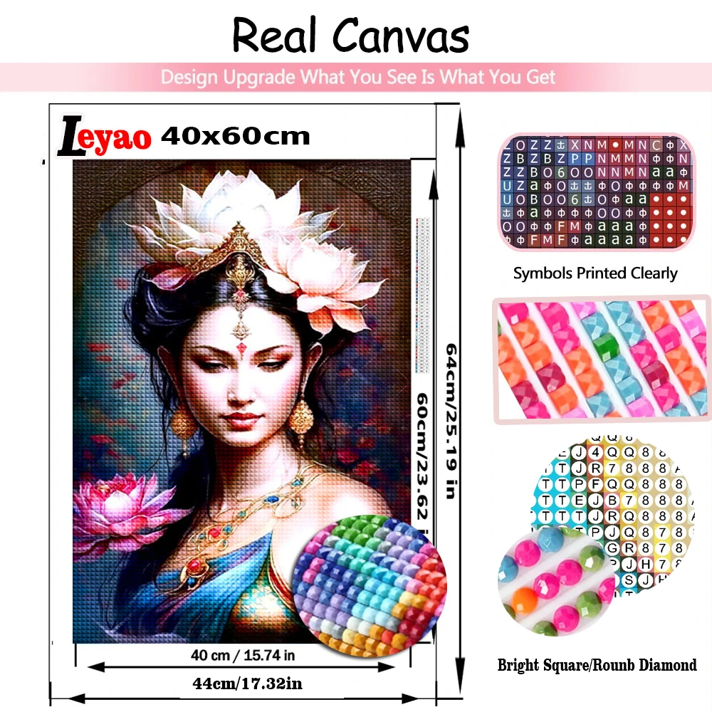 5d Diy Алмазная картина Лотос Элегантный и красивый Женский Будда Полный