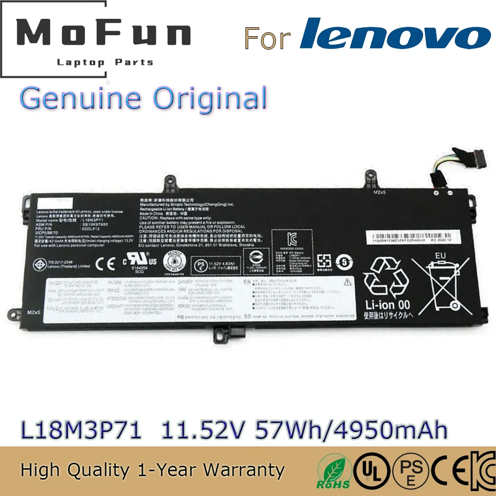 Новый оригинальный аккумулятор L18M3P71 11 52 в 57Wh для ноутбука Lenovo ThinkPad T590 P53S T15 P15s