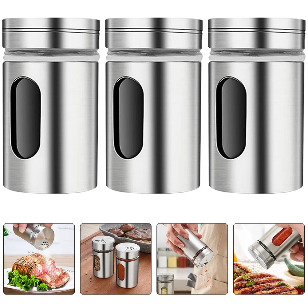

Seasoning Salt Shaker Jar Spice Glass Kitchen Shakers Jars Pepper Steel Containers Dispenser Condiment Sugar Bottles Container