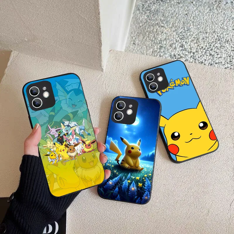WAA-24 Pikachu Pokemon Black Flexible TPU Case For Samsung A22 25 30 31 32 33 35 41 50 51 52 53 54 55 70 71