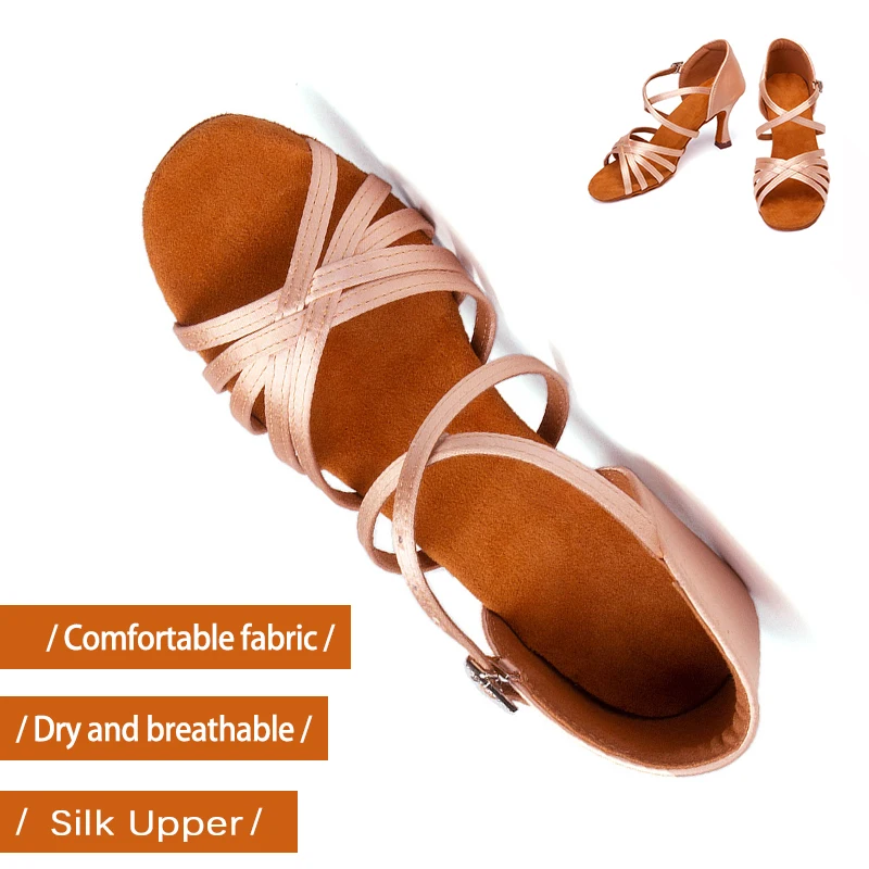 DKZSYIM Women's High Heel Latin Dance Shoes Ballroom Soft Bottom Dance Shoes 5/7.5/9CM Tango Salsa Dance Shoes Rhinestone Buckle