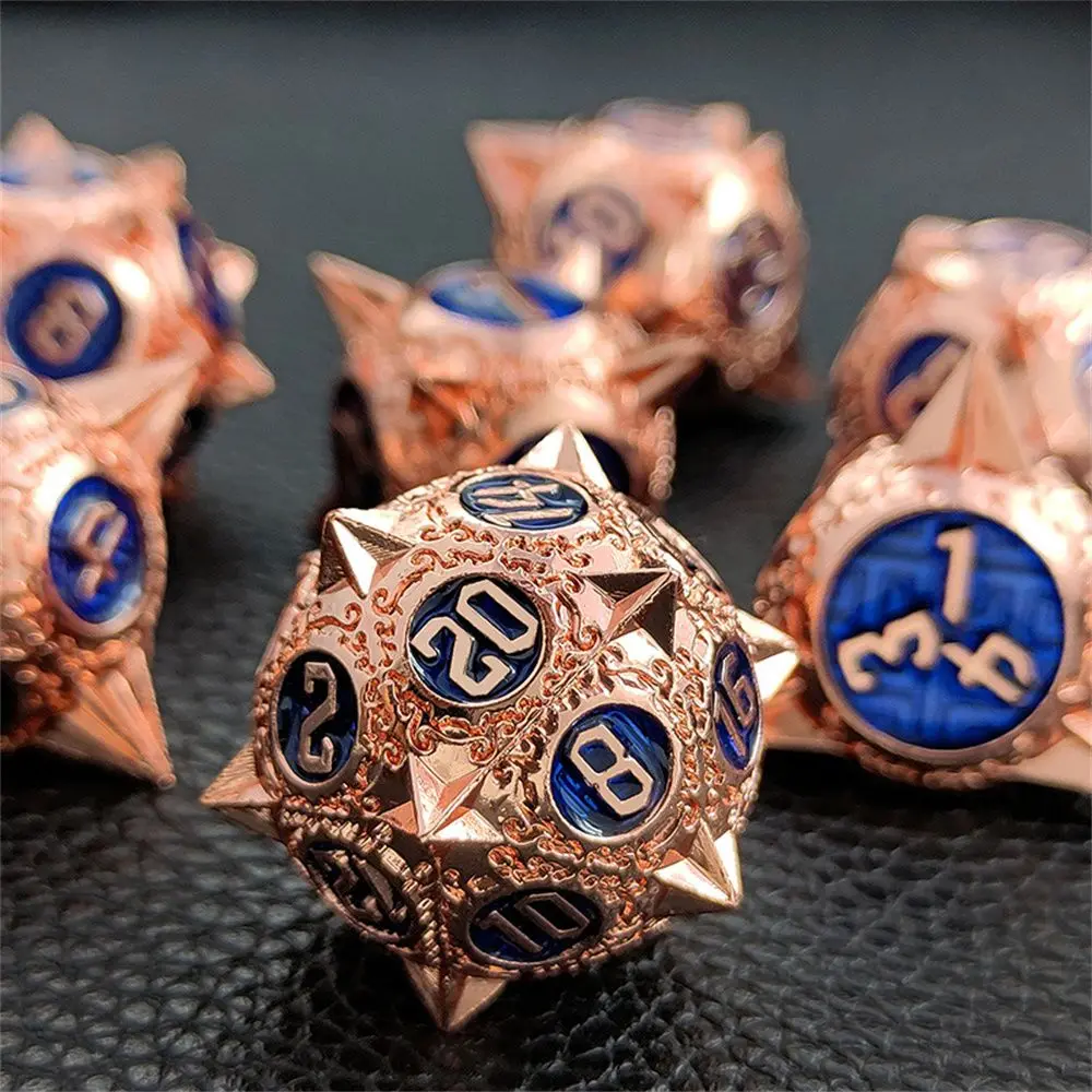 

7Pcs Creative Metal Polyhedral Colored Table Games Accessory For D&d DND Meteor Spike Dices Dice Set