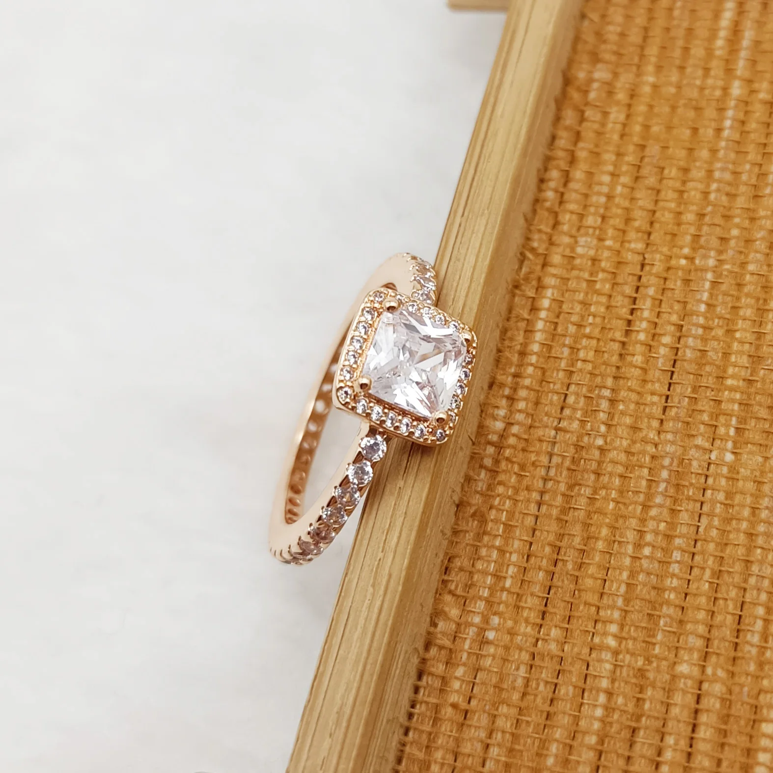 

High Quality Geometric Square Rose Ring Valentine's Day Gift Fashion Women's Jewelry