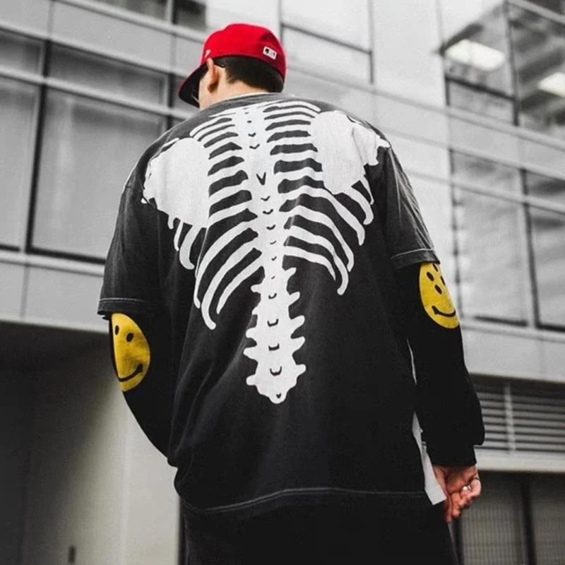 

Футболка Kapital, Новинка лета 2023, оригинальная Классическая свободная футболка в стиле суйо с принтом костей на спине, с коротким рукавом, для мужчин и женщин