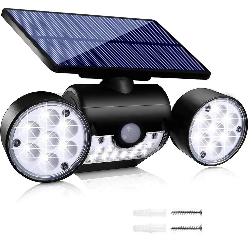 

Solar Wall Light With Double Head Spotlight LED Waterproof 360 Degree Adjustable For Outdoor Access Garden Patio Garage Terrace