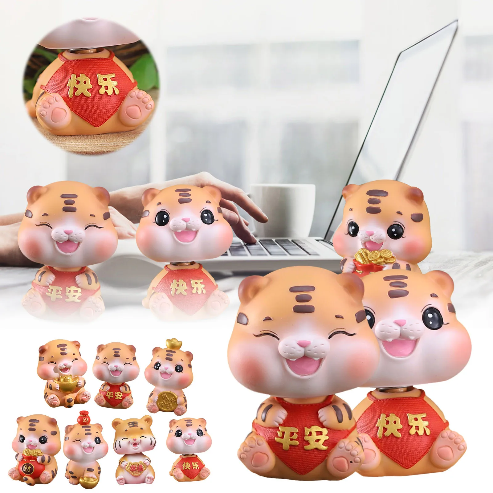 

DIY Mini Kawaii тигр, аксессуары Орнамент Декор книжная полка мультфильм статуя украшения животные автомобиль миниатюрные фигурки Смола 2022