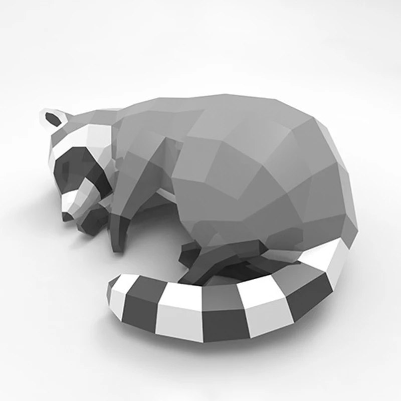 

3D Paper Model Cute Raccoon Geometric Animal Decoration DIY Handmade Origami Bedroom Living Room Office Wedding