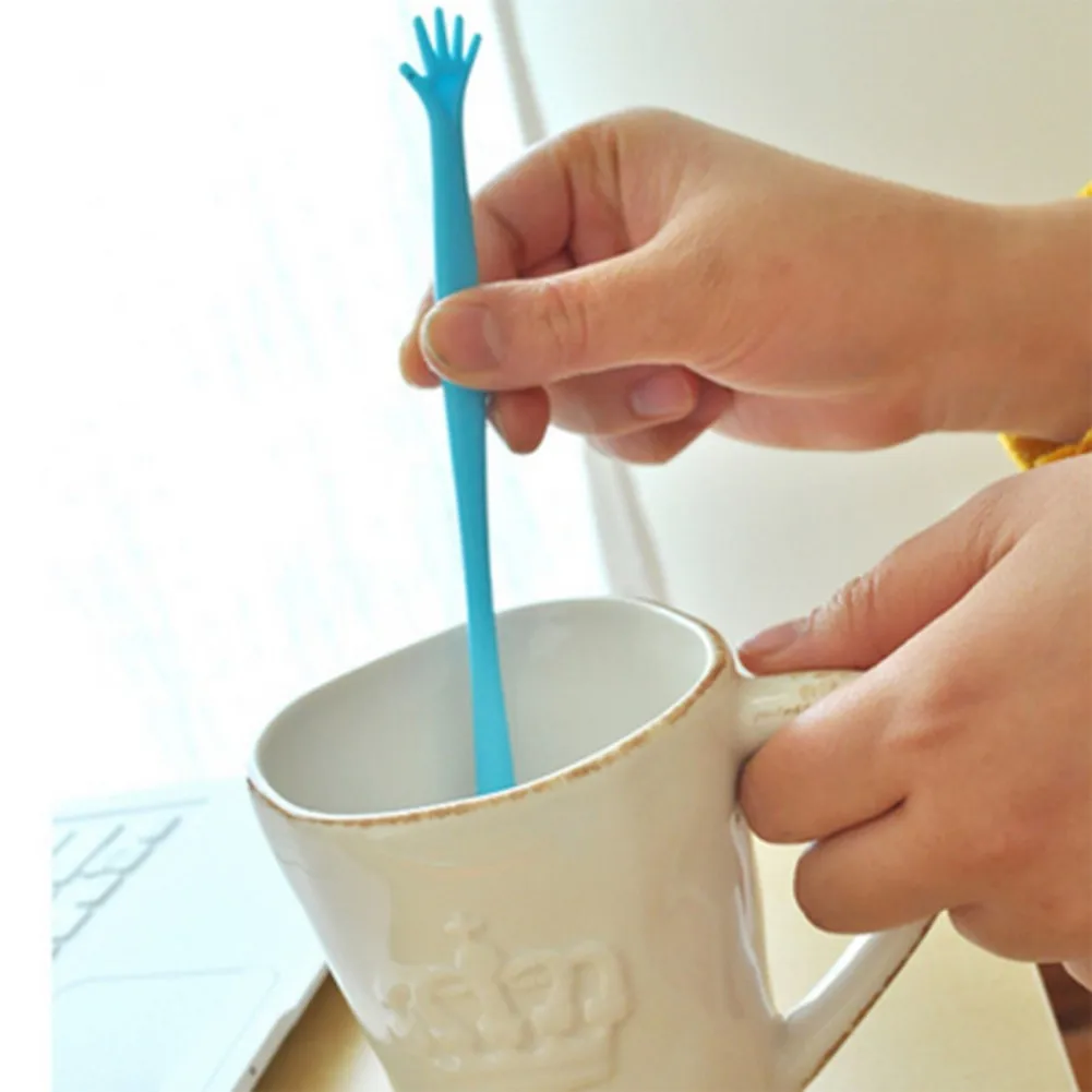 5 шт. разноцветные пластиковые палочки для коктейлей в форме ладони