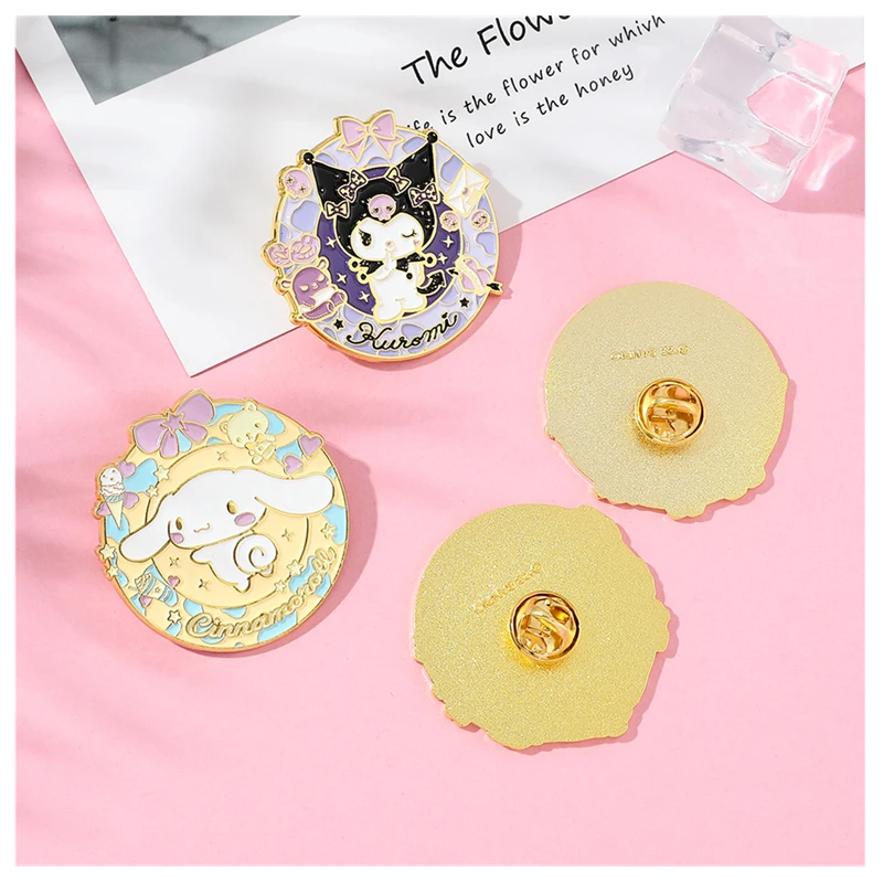 

Cute Pins Sanrio Hello Kitty Kuromi Badges Popular Anime Brooch Student Cartoon Enamel Lapel Pins for Backpack Accessories