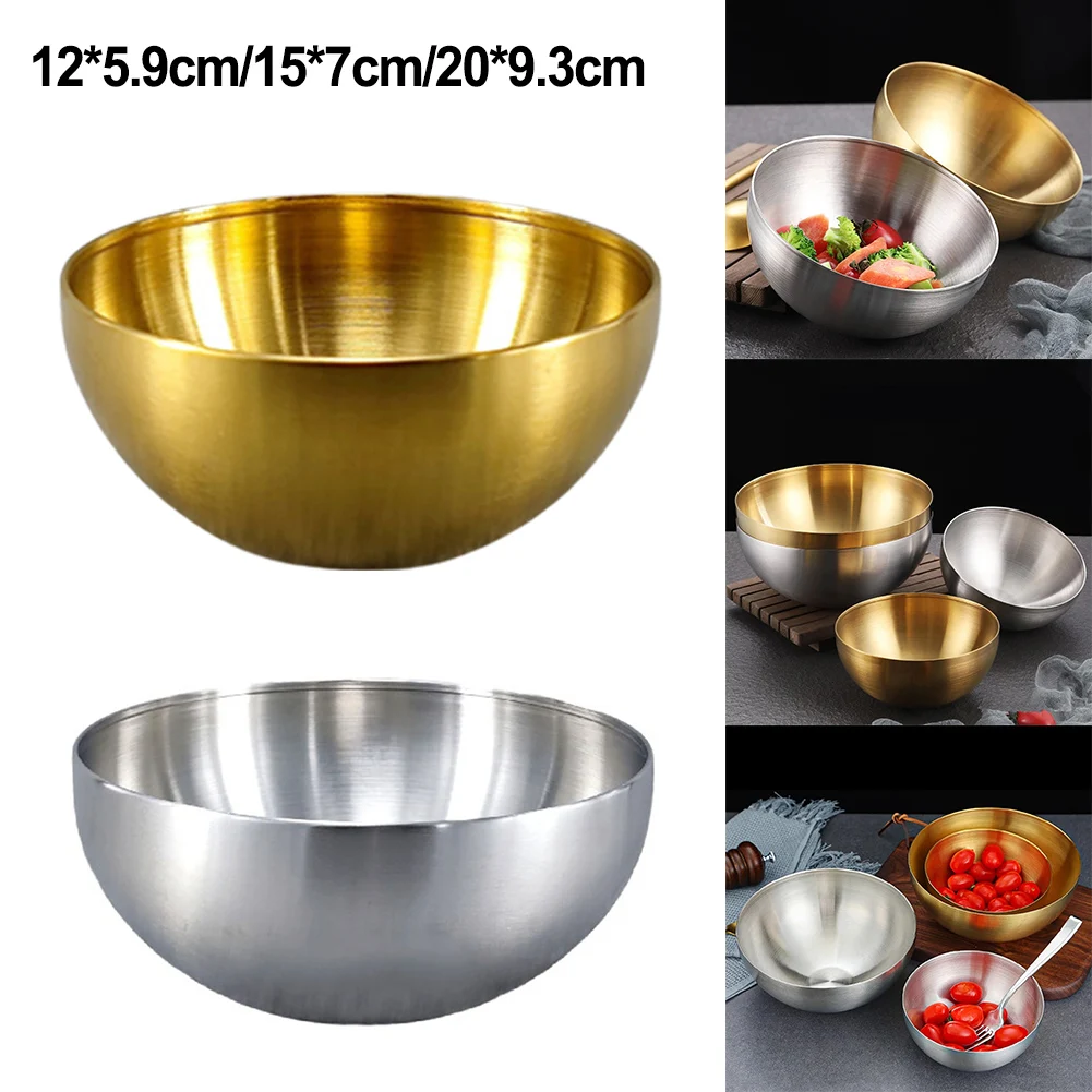 

Stainless Steel Fruit Salad Bowl Soup Rice Noodle Ramen Bowl Kitchen Food Tableware Utensils Containers Korean Style Mixing Bowl