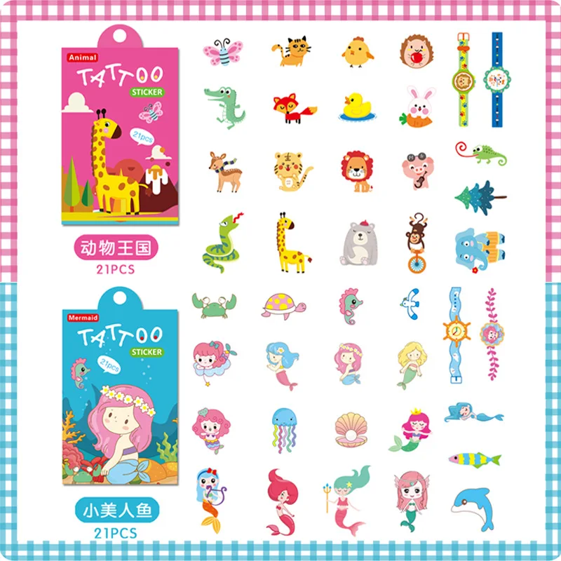 21pcs/bag Tattoo Temporary Tattoos Stickers for Kids Unicorn Animal Dinosaur Mermaid Fake Child Tatuajes Temporales Ninos |