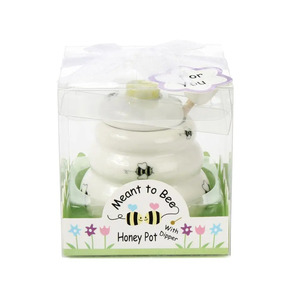 Фото Керамическая медовница X100 Delicate Honey Pot с ложками для меда, подарки для гостей на день рождения, свадьбу, вечеринку, красивая упаковка №1