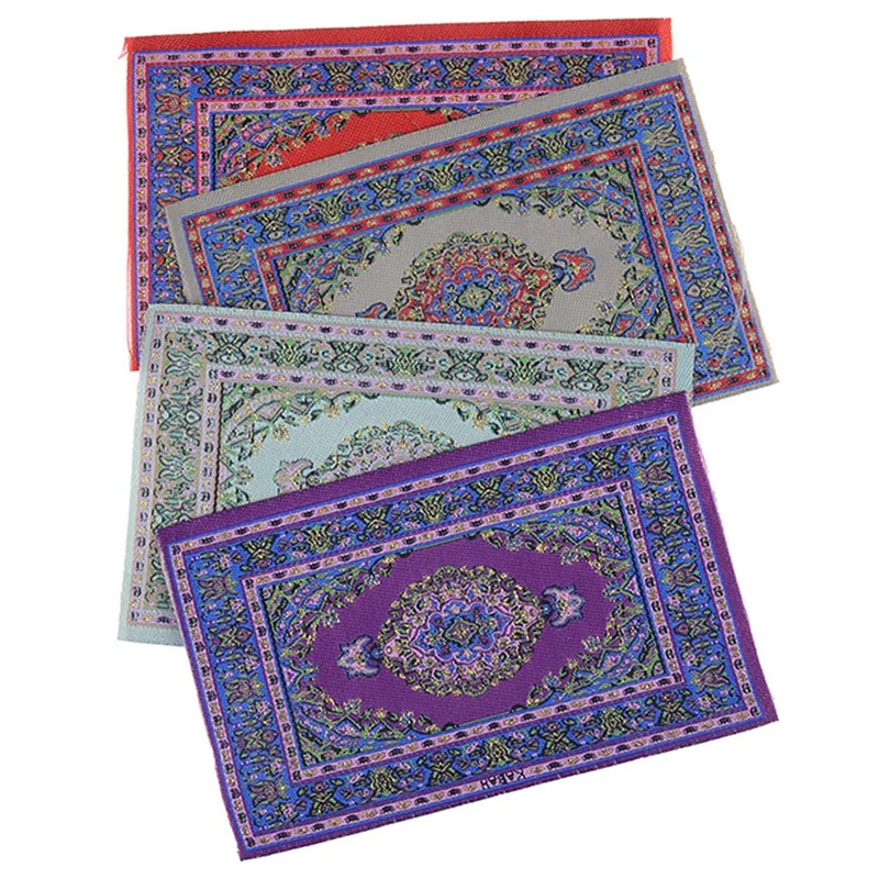 

Набор из 4 миниатюрных одеял, мини-ковер для кукольного домика, напольная Мебель, миниатюрные игрушки в масштабе 1/12, миниатюрное украшение