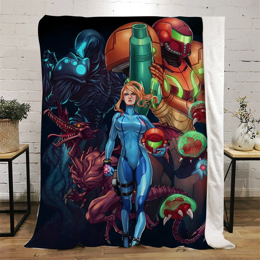 

CLOOCL Hot Anime Blankets METROID 3D Graphic Throw Blanket Summer Flannel Air Conditioner Quilt Gifts For Birthday