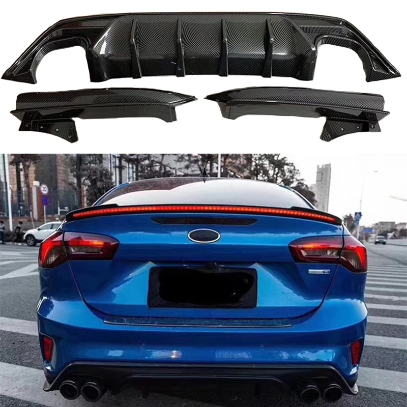 

Fit for Ford Focus ST-line Hatchback 4-Door 2019 ABS Bright Black spoiler Hatchback sedan Rear Bumper Lip Diffuser high quality