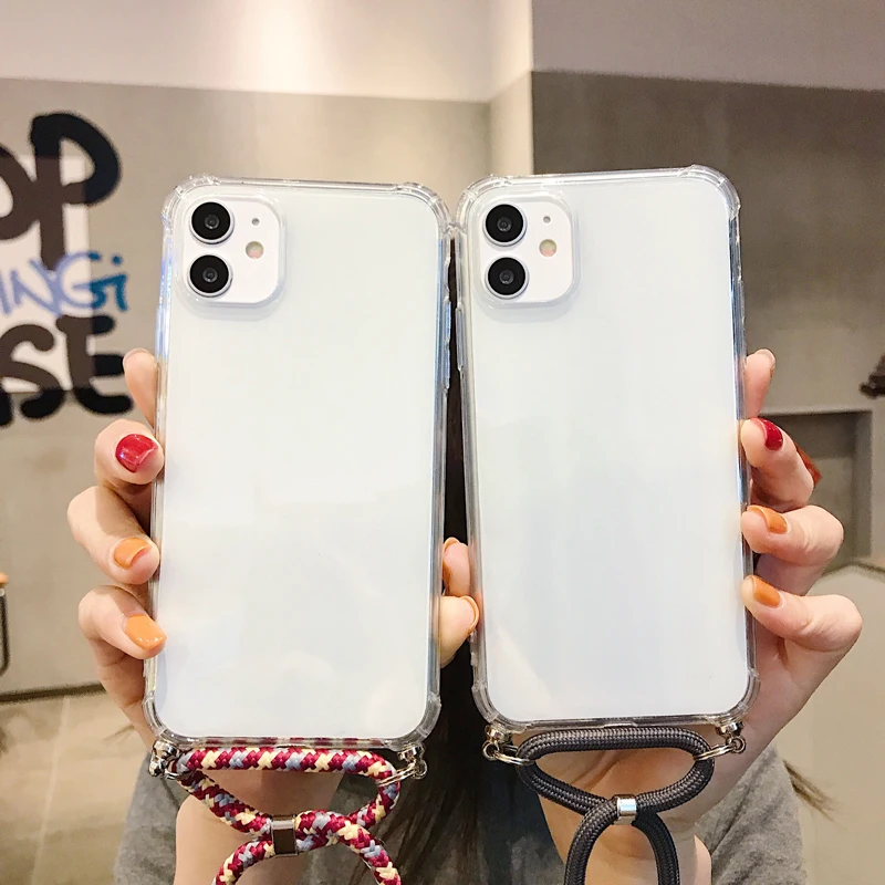 

Strap Cord Chain Phone Case For OPPO A35 A54 A74 A94 A95 4G 5G F19 Pro Plus Find X3 Neo Lite Necklace Lanyard Cover