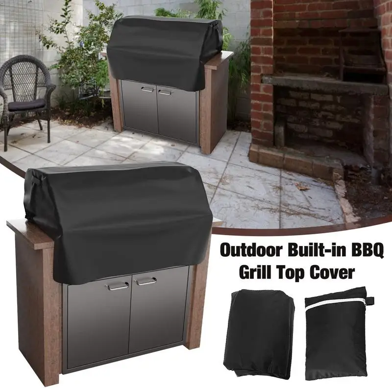 

BBQ Grill Top Cover Waterproof Dustproof Built In Grill Cover 210D Oxford Cloth Outdoor Barbecue Grill Cover