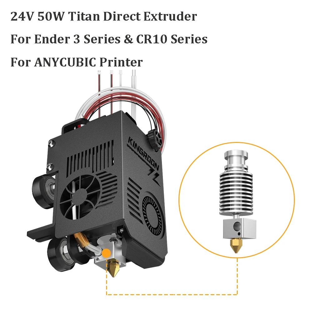 

24V 50W Titan Extruder 3D Printer Hotend Hot End J-head Print Head Extrusion For CR6 SE Ender 3 Series CR10 Series ANYCUBIC LK5