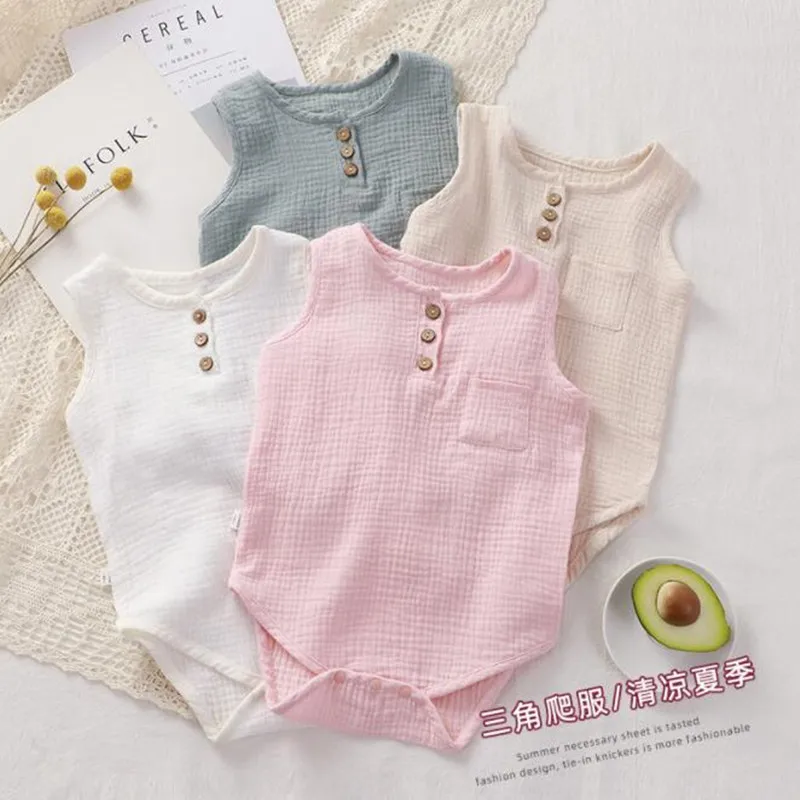 

VIDMID Baby Bodysuit Romper 0-24M Clothes For Newborn Sleeveless Bodysuit Baby V-Neck Cotton Baby Girl Boy Clothes 1013 02