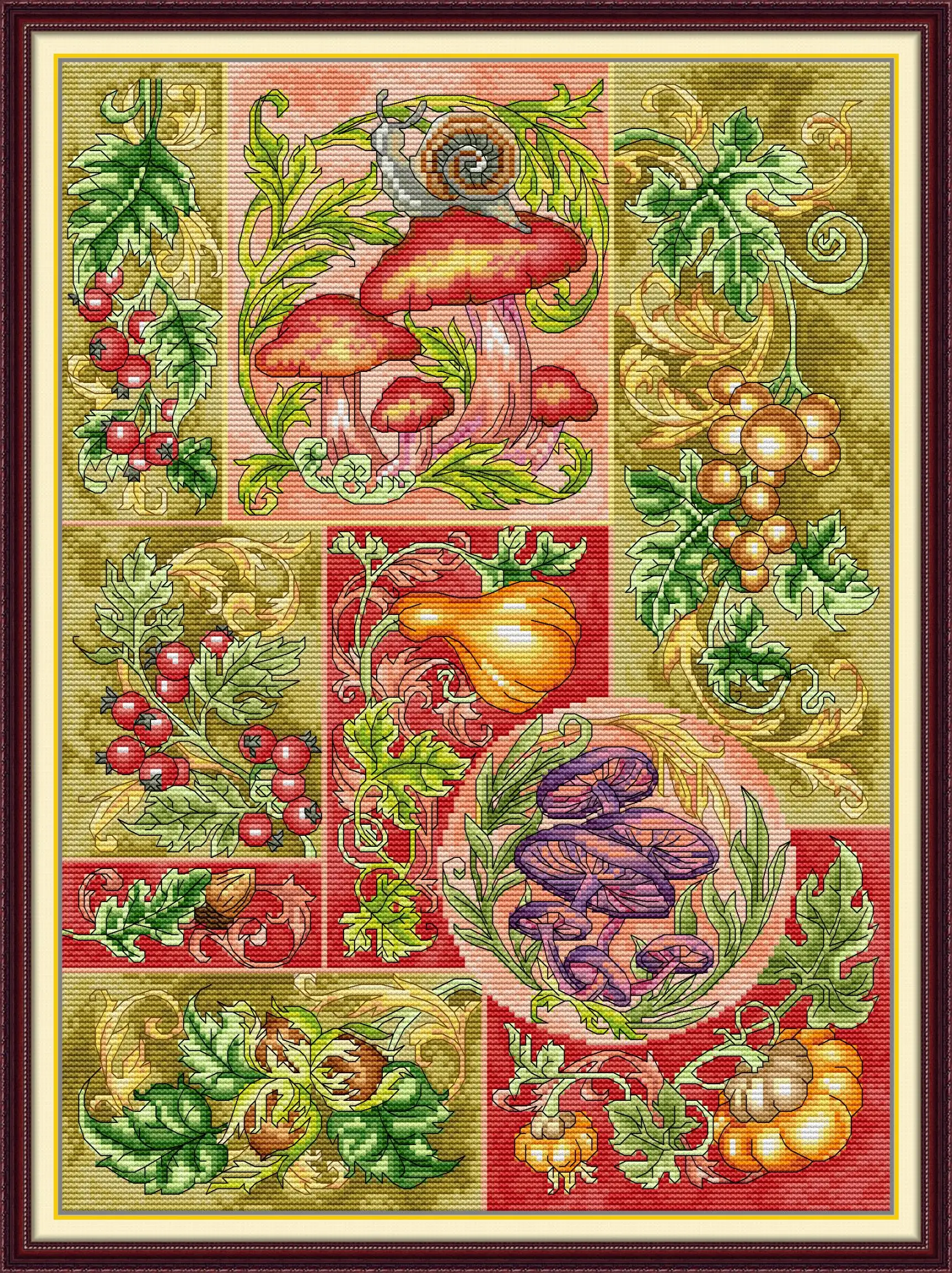 

Joy Sunday Pre-printed Cross Stitch Kit DIY Easy Pattern Aida 14/11CT Stamped Fabric Embroidery Set-Elements of Autumn