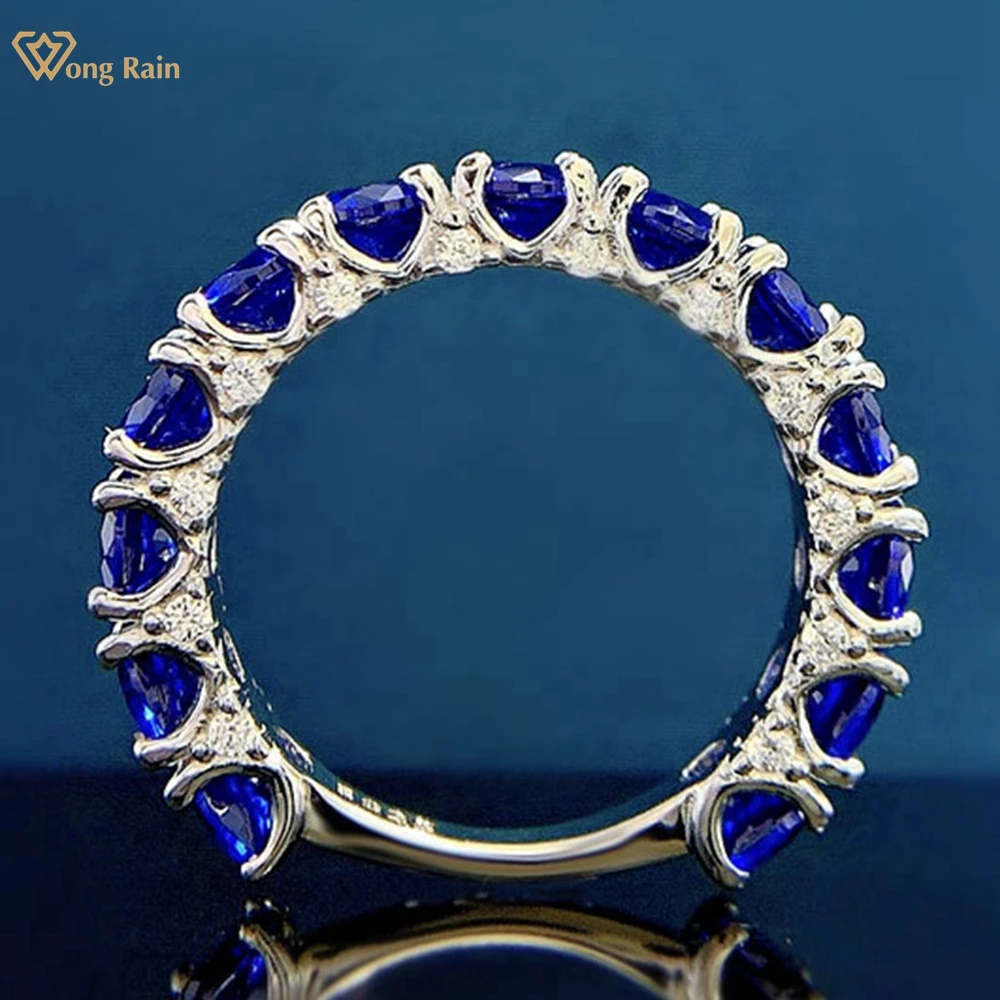 

Wong Rain 18K Gold Plated 925 Sterling Silver Round Cut Lab Sapphire Gemstone Wedding Band Fine Jewelry Classic Ring Wholesale