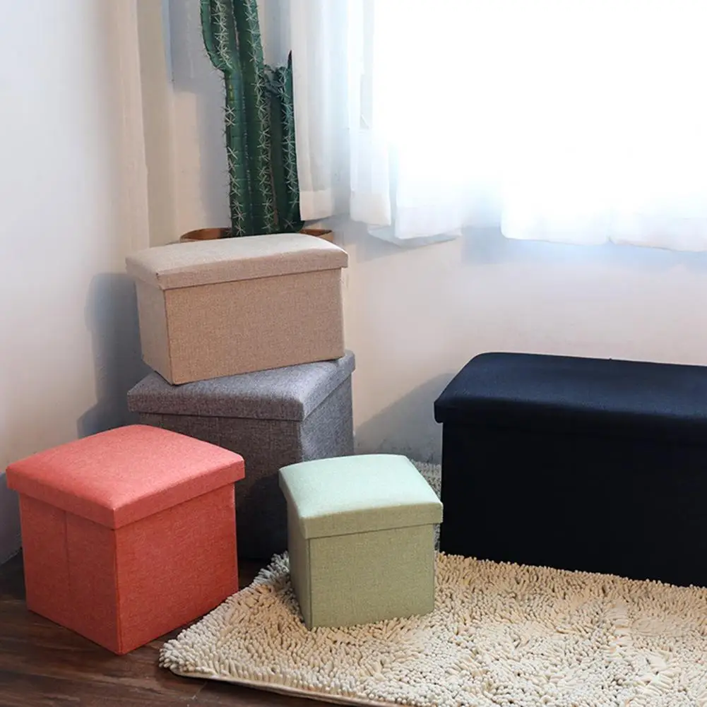 

Storage Box Strong Load Bearing Capacity Foldable Fabric Versatile Storage Ottomans Cube Seat Clothes Sundries Home Storage Box