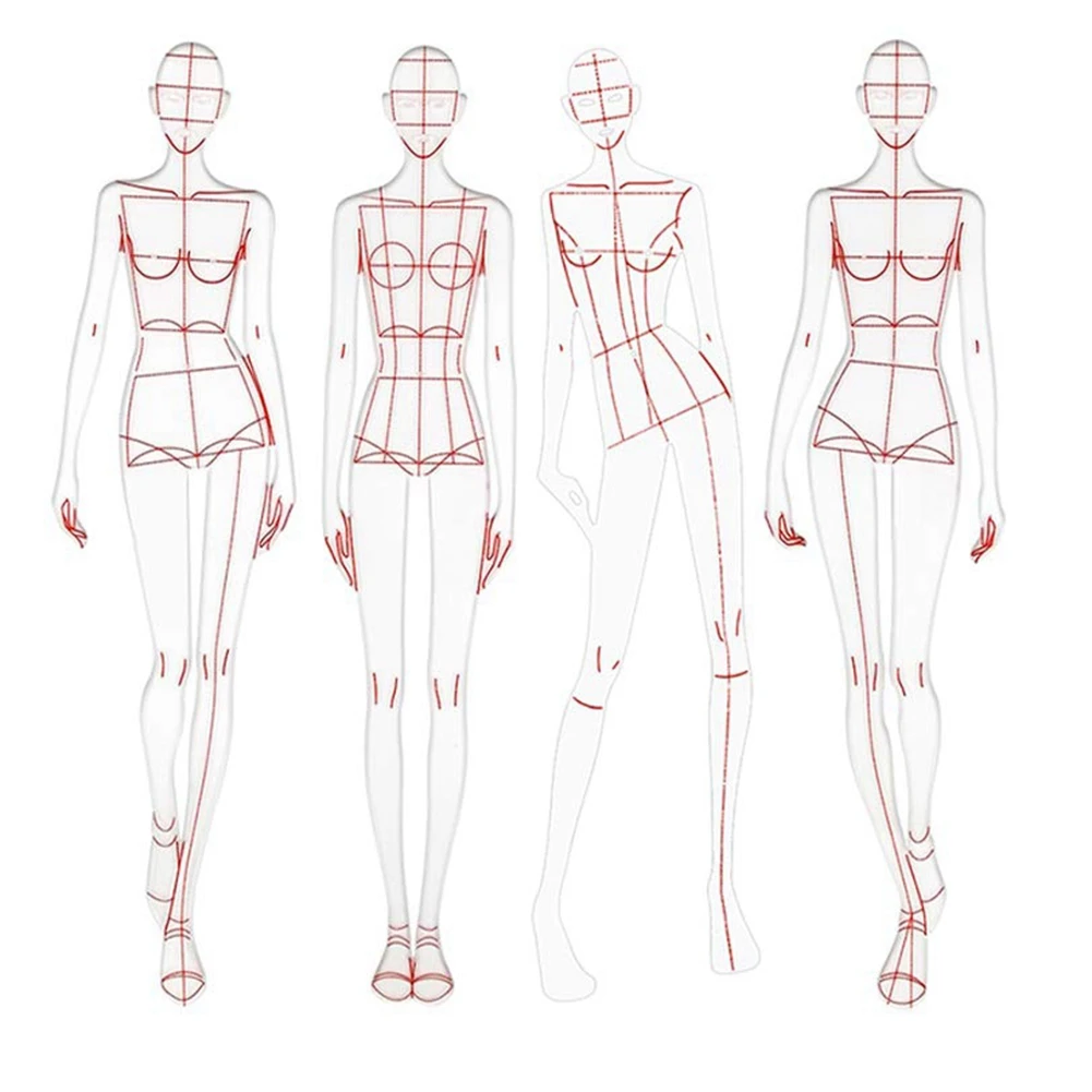 

Fashion Illustration Rulers Sketching Templates Ruler Sewing Humanoid Patterns Design Clothing Measuring,Type
