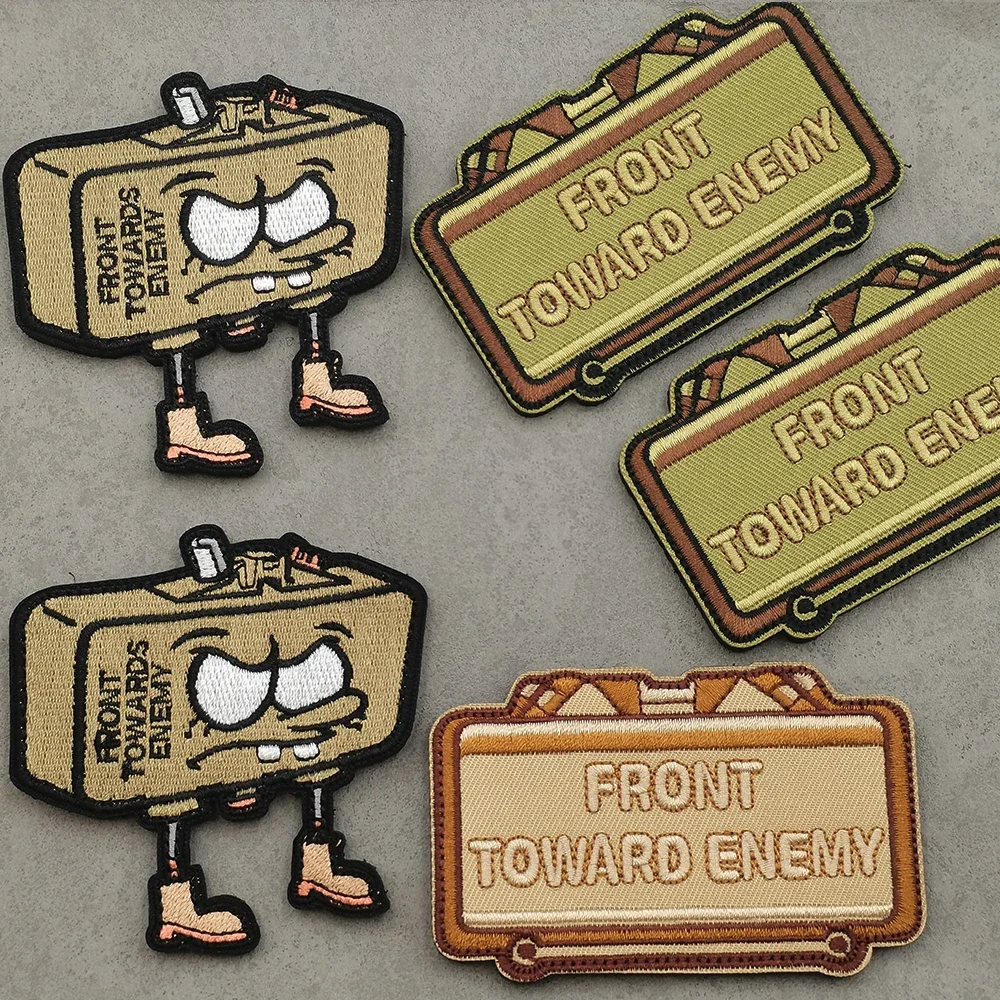 FRONT TOWARD ENEMY Вышивка букв Военная тактическая буквенная стиль Забавный узор
