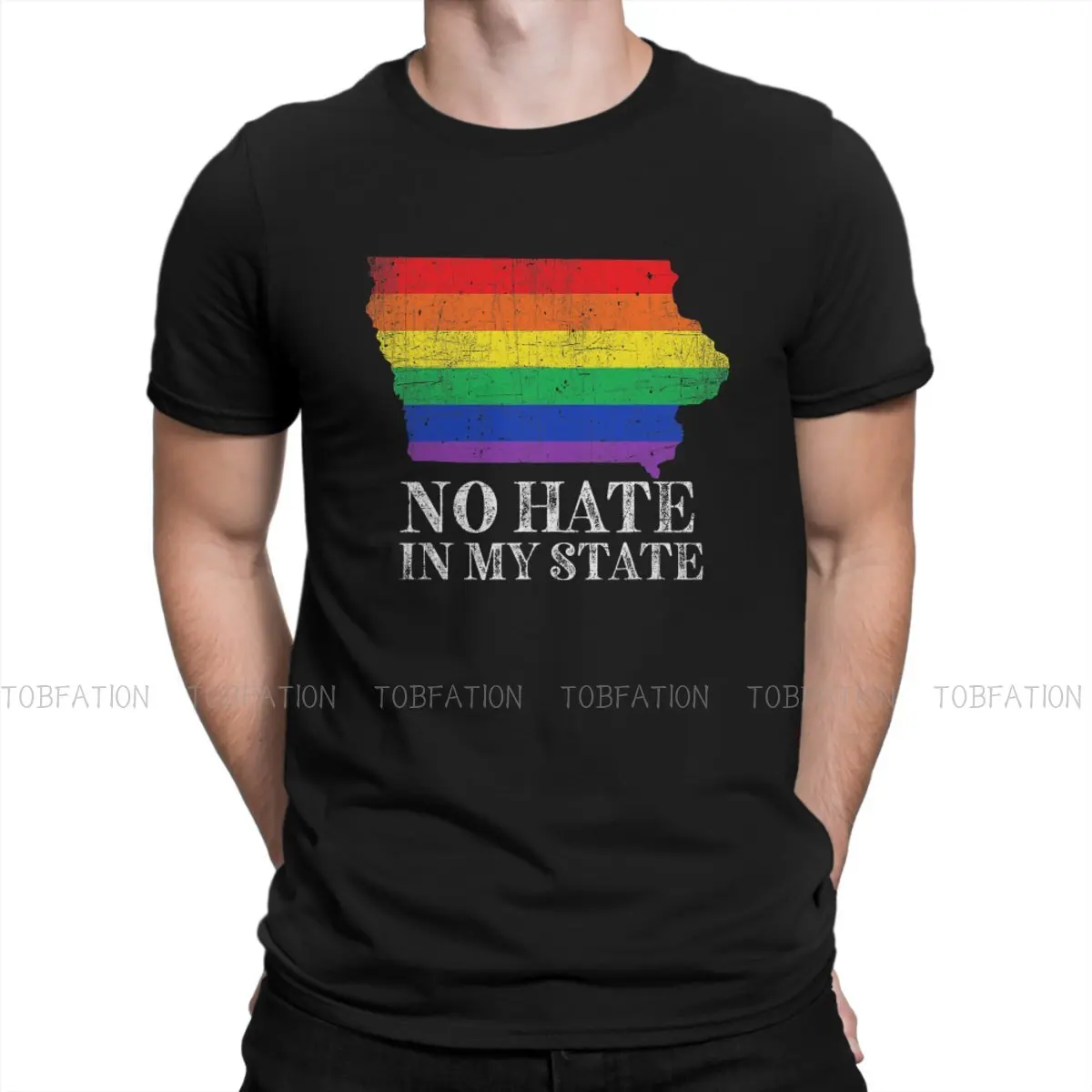 

Proud Iowa Map Unique TShirt Lgbt Pride Rainbow No Hate In My State Comfortable Hip Hop Graphic T Shirt Stuff Hot Sale