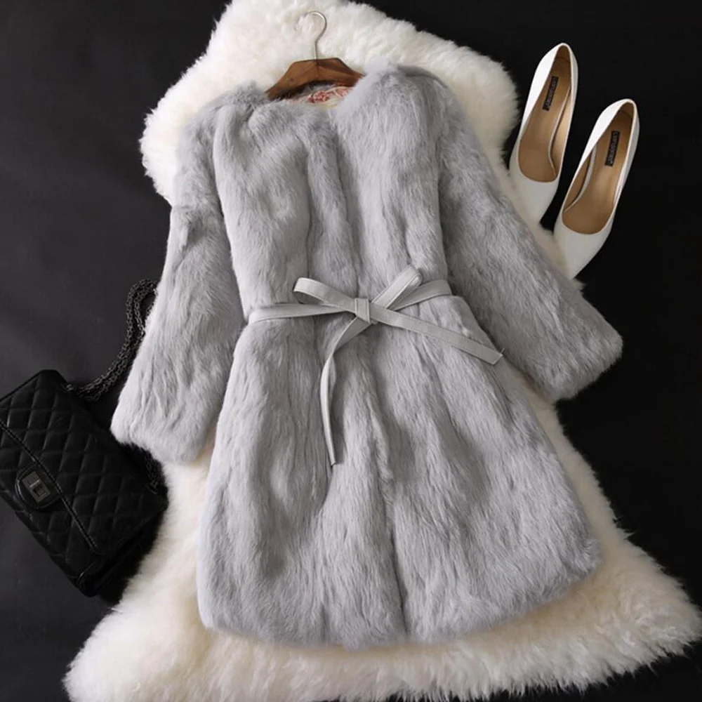

Good Quality Women Real Genuine Rabbit Fur Coat Factory Vintage Classical Jackets Thick Warm Winter Dropshipping Overcoat wsr275