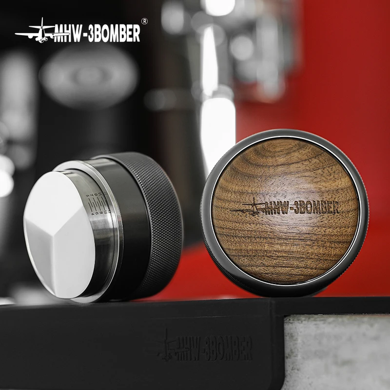 MHW-3BOMBER 58.35mm Coffee Distributor and Espresso Tamper Adjustable Depth 100% Stainless Steel Base Home Barista Accessories