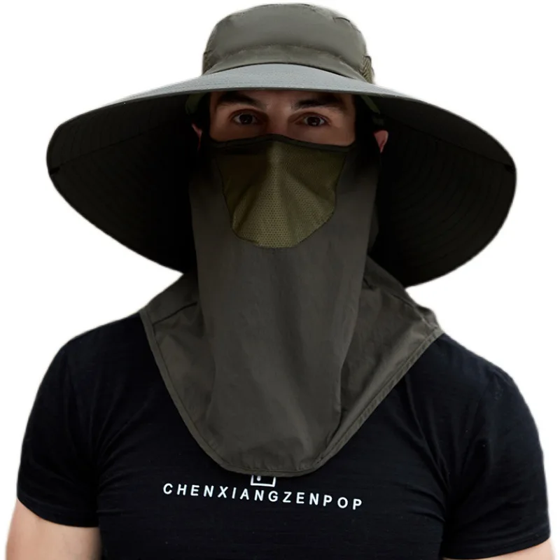

New Removable Summer Sun Foldable Cowboy Hats Big Brim Caps Outdoor Anti-UV Fishing Hat Face Neck Protection Breatha Bucket Hat