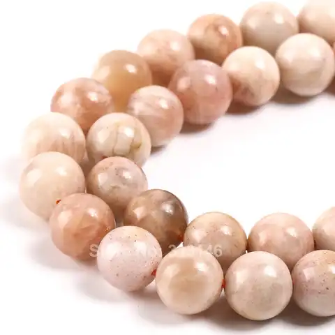 Natural peach lunar stone, untouched gem, gemstone, beads of 15 inches for independent manufacture ...