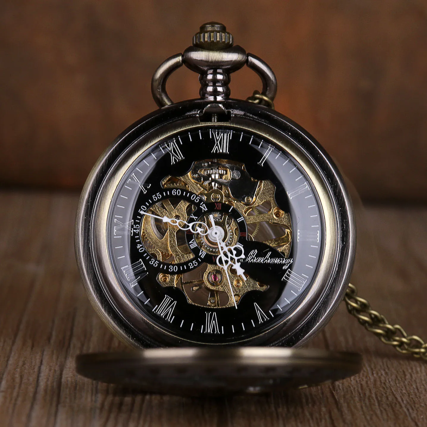 Personalized Flying Eagle Engraved Vintage Mechanical Pocket Watch Roman Numeral Display With Chain Pendant Men's Women's Gift