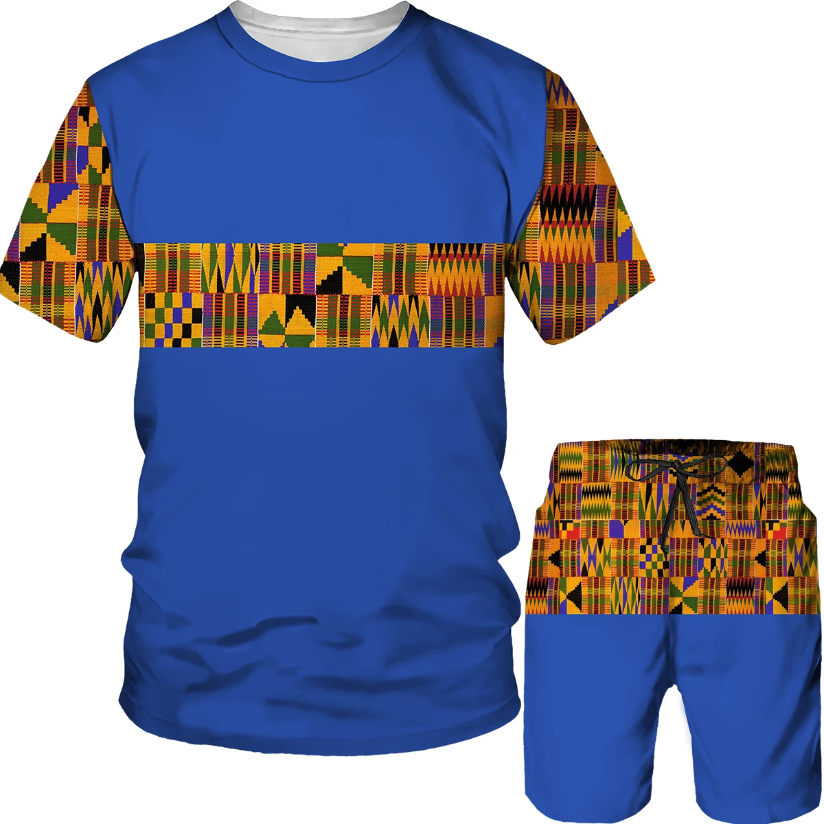 2023 Summer Promotion New Product African Dashiki T-shirt Suit Traditional Clothing Oversized Two-piece Jogging Suit