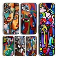 picasso sbstract art painting for apple iphone 13 12 11 mini 8 7 6s 6 xs xr x 5 5s se 2020 pro max plus black phone case capa