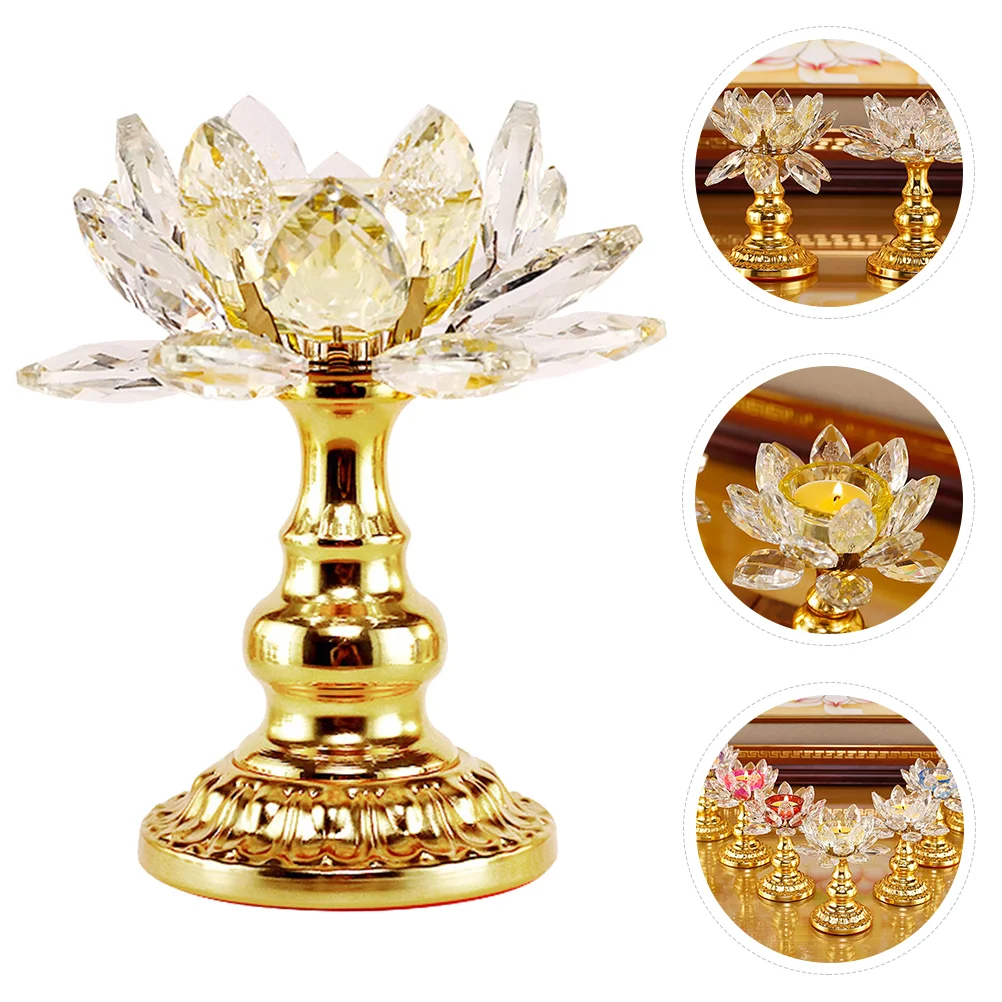 

1pc Crystal Delicate Lotus Shape Unique Stand Tea Holder Candleholder