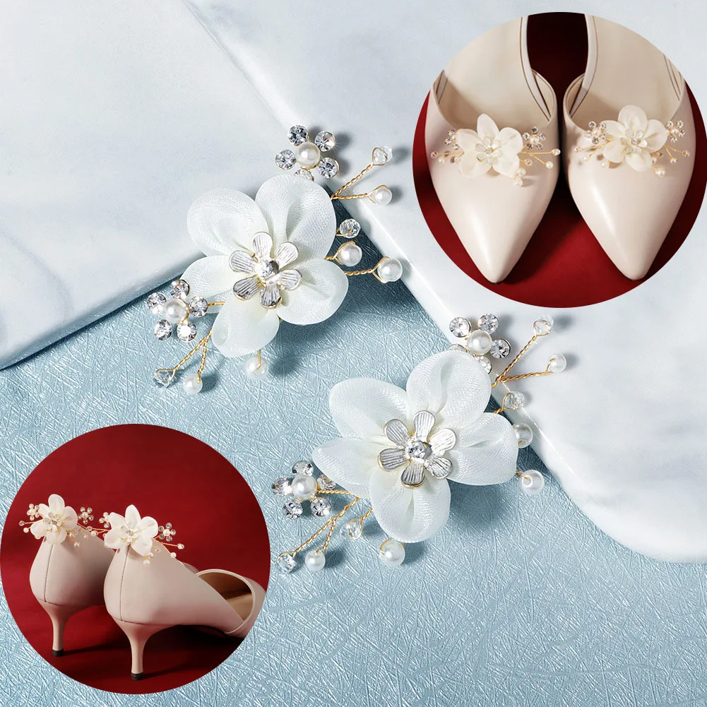3 Pair Charm Decorate Shoe Clip Detachable DIY Shoe Buckle Cloth Flower Hand Accessories Wedding Dress Shoe Accessories