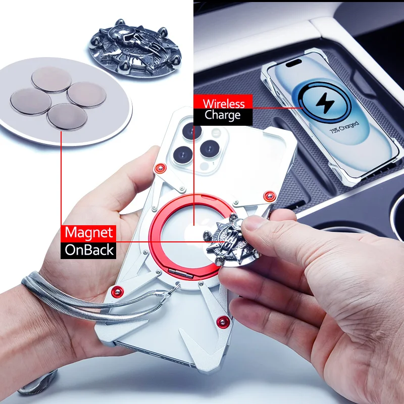Задняя крышка из алюминиевого сплава для iphone 15 Pro Max Plus защита от падения Magsafe