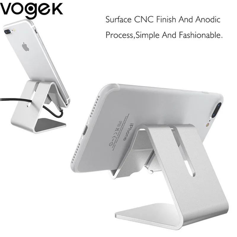 

Держатель для телефона Vogek из алюминиевого сплава, подставка для iPhone/IPad, прочный металлический держатель для телефона, настольная подставка