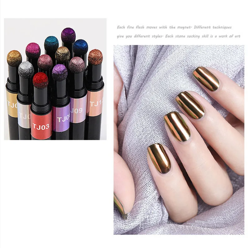 Блестящий зеркальный порошок для дизайна ногтей воздушная подушка волшебная