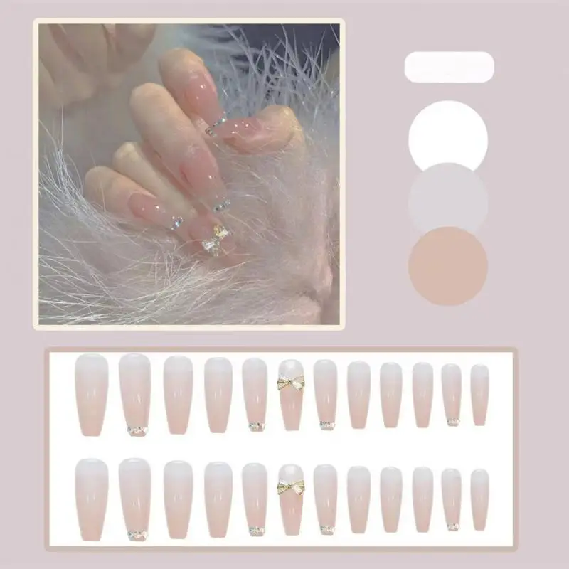 

24 шт., акриловые патчи для ногтей, блестящий клей