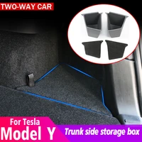 for tesla 2022 model y car trunk side pocket storage box tpe hidden storage organizer interior refit decoration accessories kit